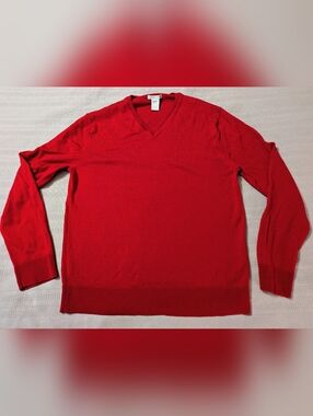 Gap Men's Red V-Neck 100% Italian Merino Wool Sweater. Sz L